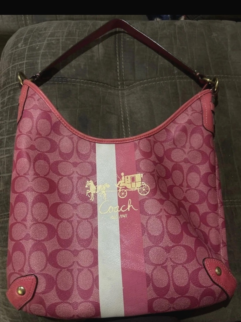 Vintage Coach Heritage Stripe Hobo